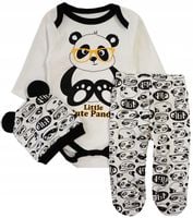 ZESTAW BODY+PÓŁŚPIOCHY+CZAPKA 3CZ PANDA 3m J37F