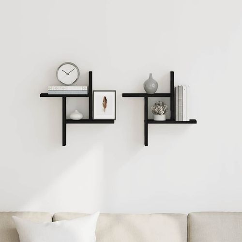 Półki ścienne, 2 szt., czarny dąb, 38x12x38 cm na Arena.pl