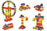 KLOCKI PLASTIKOWE DUŻE KOLOROWE POCIĄG BUDOWLANE zestaw w torbie XXL 400el