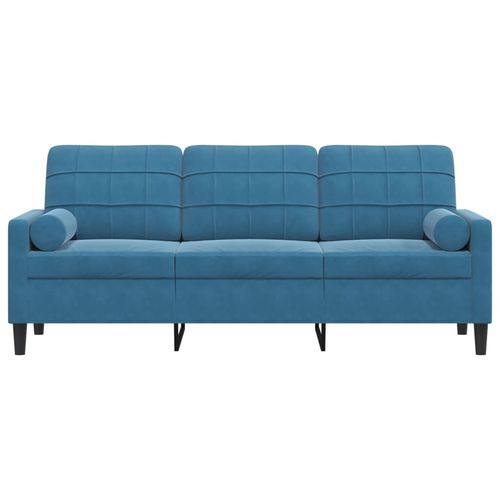 3-osobowa sofa z poduszkami, niebieska, 180 cm, aksamit na Arena.pl