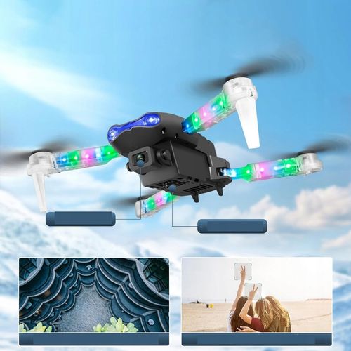 E99D DRON Z PODWÓJNE KAMERY ZABAWKA SKŁADANIE CZTEROOSIOWE Z ŚWIATŁO LED na Arena.pl