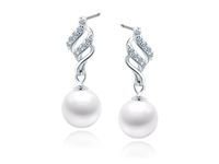 RODOWANE WISZĄCE SREBRNE KOLCZYKI PERŁY CYRKONIE