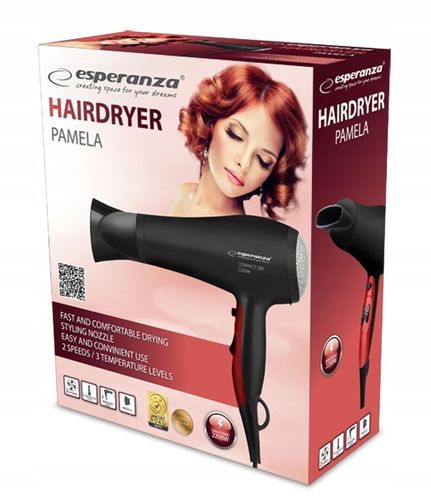 SUSZARKA DO WŁOSÓW MOCNA ESPERANZA PAMELA 2200W Z KONCENTRATOREM W ZESTAWIE na Arena.pl