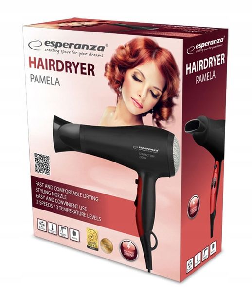 SUSZARKA DO WŁOSÓW MOCNA ESPERANZA PAMELA 2200W Z KONCENTRATOREM W ZESTAWIE zdjęcie 4