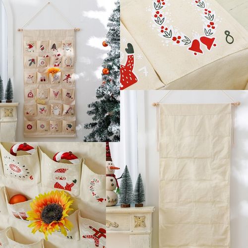 KALENDARZ ADWENTOWY MATERIAŁOWY PŁÓTNO DO ZAWIESZENIA WIELORAZOWY + ZADANIA na Arena.pl