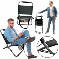 MOCNE SKŁADANE WYGODNE KRZESŁO TURYSTYCZNE KEMPINGOWE LEŻAK LUIS C. SZARE