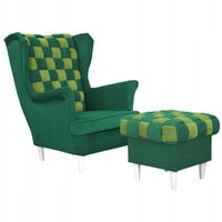 Fotel uszak Carol Duo z podnóżkiem skandynawski Family Meble zielony żółty