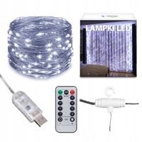 Kurtyna świetlna 300 LED 6500K Girlanda Lampki 3x3m USB druciki + pilot
