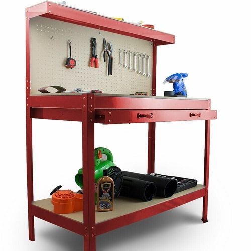 STÓŁ WARSZTATOWY ROBOCZY NARZĘDZIOWY Z SZUFLADĄ I UCHWYTAMI CZERWONY na Arena.pl