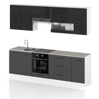 Meble Kuchenne Kuchnia Marocco 2.6m Nowoczesna Czarny Połysk Szary Mat