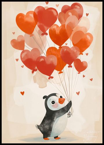 Plakat 64x90cm Pingwinek z Balonami na Arena.pl