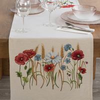Bieżnik obrus dekoracyjny gobelin 45x140 naturalny kwiaty maki
