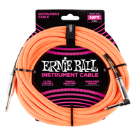 Kabel instrumentalny gitarowy mono JACK 3m Ernie Ball P06079 pomarańczowy