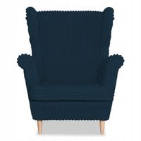 Fotel uszak Rene skandynawski Family Meble niebieski sztruks paski modny