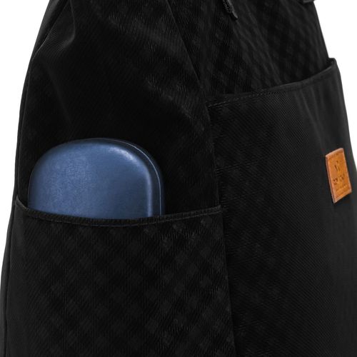 czarny shopper damski z poliestru pokrytego geometrycznym wzorem - rovicky na Arena.pl