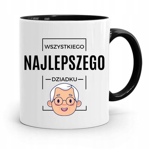 Kubek Czarny Dla Dziadka Wszystkiego Najlepszego Z Nadrukiem Ze Zdjęciem zdjęcie 1