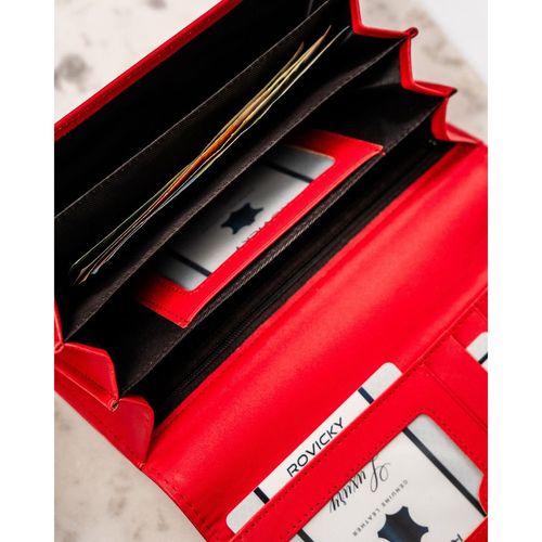 portfel damski ze skóry ekologicznej w czerwonym kolorze zamykany na Arena.pl