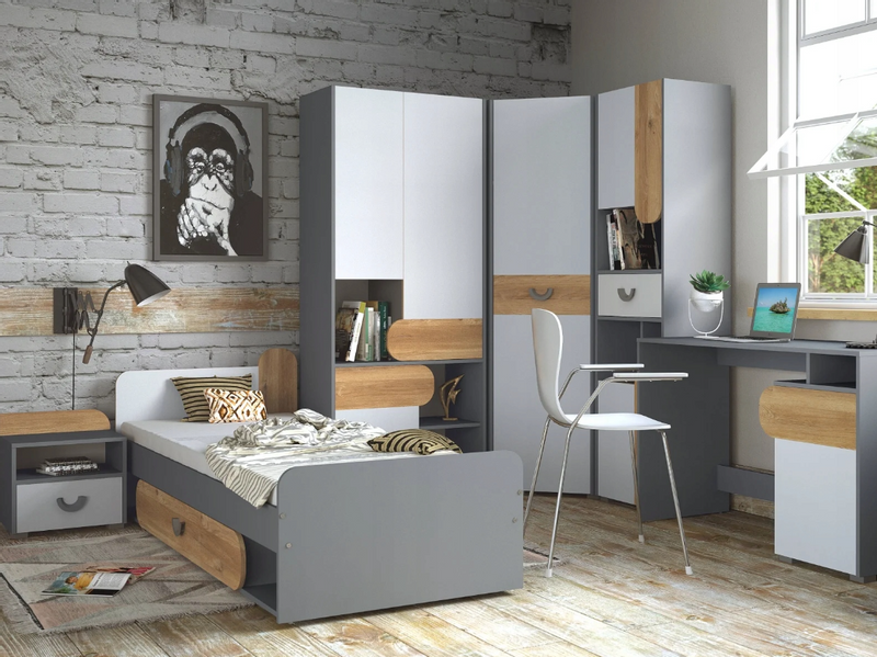 Zestaw Mebli Do Pokoju Młodzieżowego II Grafit KARO DL zdjęcie 1