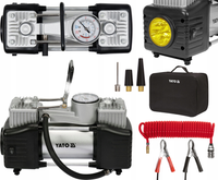 YATO KOMPRESOR SAMOCHODOWY Z MANOMETREM 12V POMPKA SPRĘŻARKA 250W LAMPA LED