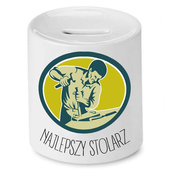Skarbonka Prezent Dla Stolarza Najlepszy Stolarz Z Nadrukiem Ze Zdjęciem zdjęcie 1