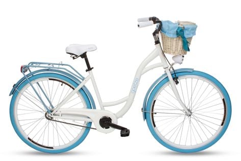 Damski rower miejski Goetze Style 28 + kosz / Biało-niebieski