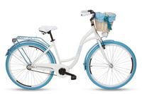 Damski rower miejski Goetze Style 28 + kosz / Biało-niebieski