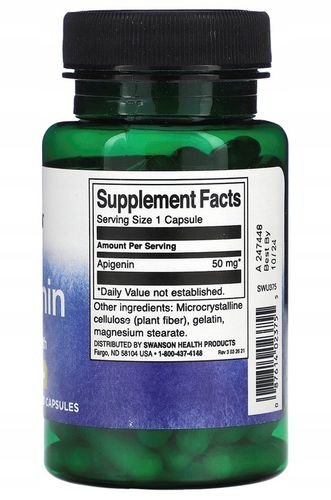 Swanson APIGENINA | APIGENIN | 50mg | 90 kaps. | PROSTATA | REGENERACJA SEN na Arena.pl