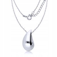Srebrny Naszyjnik 925 Duża Kropla Łezka SREBRO na Prezent dla Kobiety