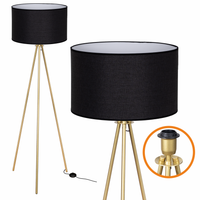 Lampa Stojąca Trigni Złota Mat 136cm Cerlux Czarny Lniany abażur 40/25