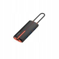 Adapter HUB 6w1 przejściówka rozdzielacz USB-C USB 3.0 HDMI PD RJ45 Czarny