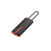 Adapter HUB 6w1 przejściówka rozdzielacz USB-C USB 3.0 HDMI PD RJ45 Czarny