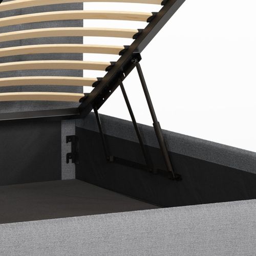 Łóżko tapicerowane 140×200 z pojemnikiem i zagłówkiem Mira szare na Arena.pl