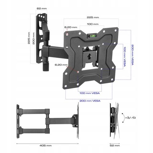 OBROTOWY UCHWYT DO TELEWIZORA LCD WIESZAK TV RUCHOMY 15-48 CALI KingMount na Arena.pl