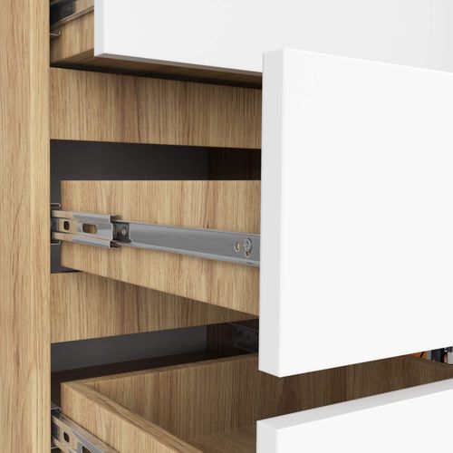 Komoda 80 cm pojemna 1 drzwi 5 szuflad 3 półki - dąb artisan biała na Arena.pl