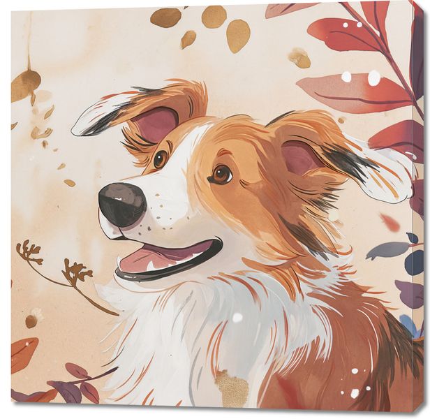 Obraz 100x100cm Collie Jesienną Porą zdjęcie 1