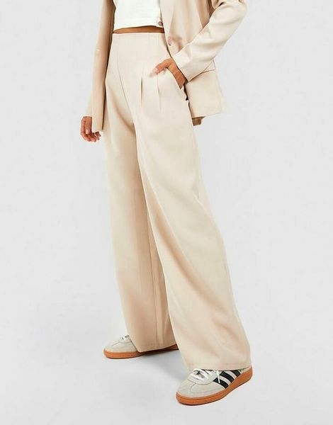 BOOHOO BEŻOWE SZEROKIE SPODNIE Z WYSOKIM STANEM R2I NG2__XL zdjęcie 1