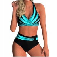 STROJ KAPIELOWY BIKINI STRINGI WIĄZANY bikini komplet rozmiar M CZARNY