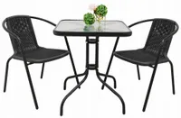 Zestaw mebli ogrodowych Kontrast metal czarny 2 krzesła + stolik