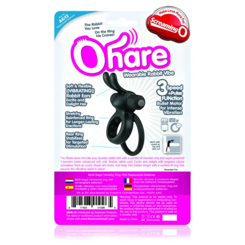 screaming o ohare black - silikonowy pierścień wibrujący, czarny na Arena.pl