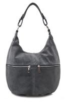 VERA PELLE torebka damska zamszowa worek z suwakami V318 c.szara