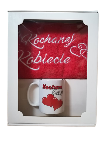 komplet z czerwonym ręcznikiem Kochanej Kobiecie na Arena.pl