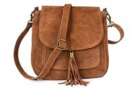 Torebka skórzana Damska Zamszowa Listonoszka retro mała przewieszka skóra