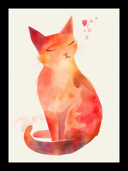 Plakat 13x18cm Akwarelowy Kot zdjęcie 2