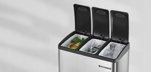 Kosz na śmieci odpady METALOWY 3 KOMORY do segregacji recykling 24l srebrny na Arena.pl