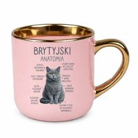 Brytyjski - anatomia - elegancki kubek na prezent Różowy KOT RASA URODZINY