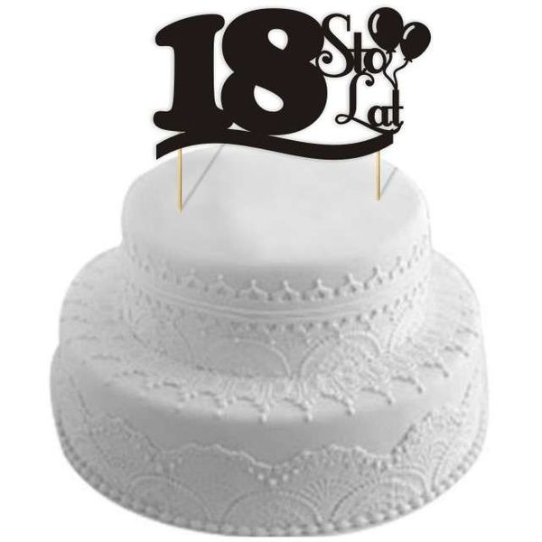 Dekoracja na tort papierowa "Urodziny 18", czarna,  17 cm na Arena.pl