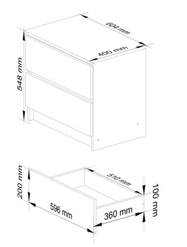 SZAFKA NOCNA K 60 cm 2 SZUFLADY WENGE na Arena.pl
