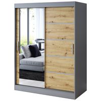 Szafa Przesuwna 150cm RALF Antracyt / Artisan Garderoba 2 wnętrza