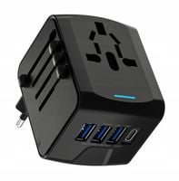 Adapter Podróżny Przejściówka Zasilania EU UK US AU 3x USB-A 1x USB-C