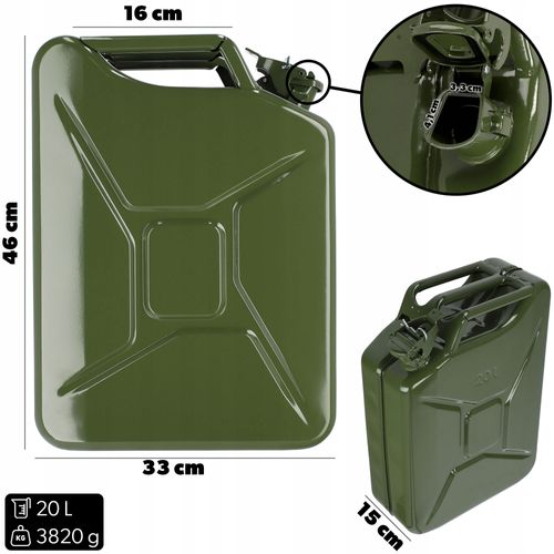 Kanister Na Paliwo Pojemnik Metalowy 20L Lejek na Arena.pl